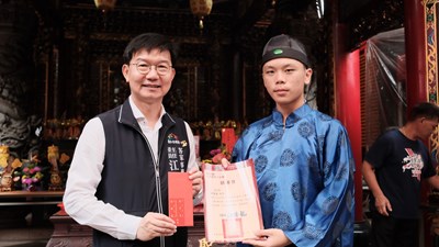 巧聖仙師文化祭司儀由僑泰高中陳柏諭同學擔綱主持