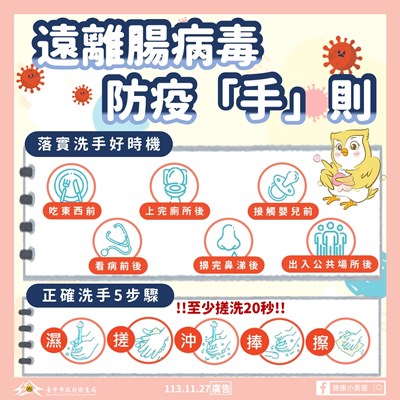 遠離腸病毒 防疫手則 ，呼籲正確勤洗手圖卡_0