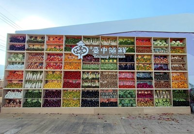 圖二、高達4公尺的「臺中領鮮–巨型蔬果打卡牆」。