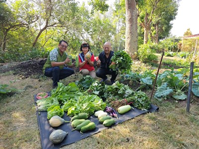 豐收回饋時刻——多樣蔬果採收  捐贈合影