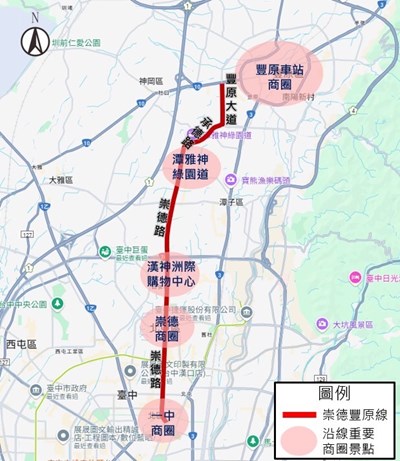 中捷紅線(崇德豐原線)示意圖