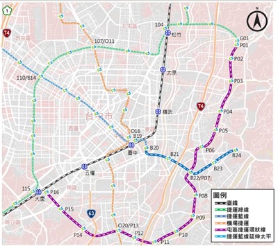 屯區捷運環狀線示意圖