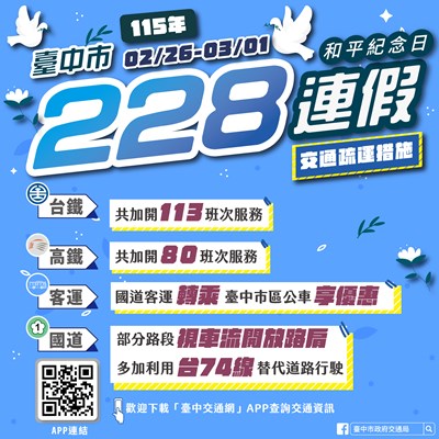 228連假中部交通疏運措施