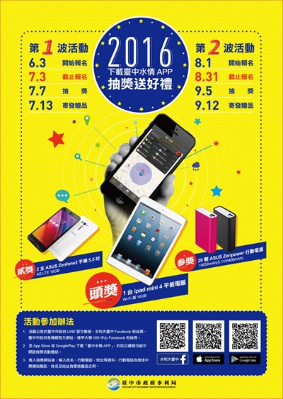 台中水情APP第二波抽獎活動開跑