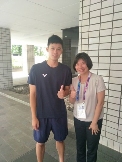 林副市長為台中市羽球選手楊智傑打氣