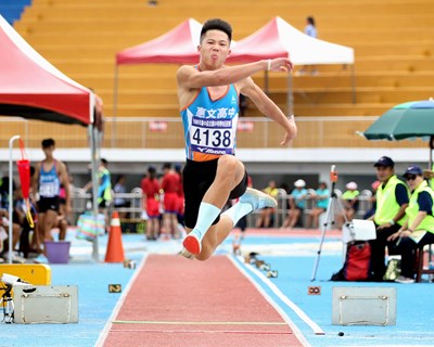 108年台中盃全國中等學校田徑賽，李允辰(中市惠文高中)以15公尺29奪得高男三級跳遠