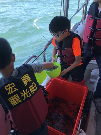 國小親子生態體驗營出海放流魚苗