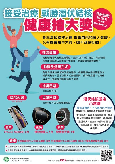 治療潛伏結核保健康 還能抽大獎