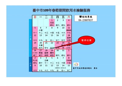 臺中市109年春節期間飲用水檢驗服務