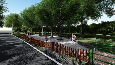 草湖溪自行車道第三期終點休憩平台示意圖