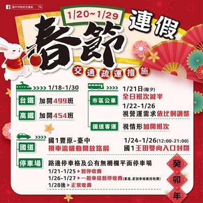 春節疏運報你知 中市交通局籲掌握路況免塞車
