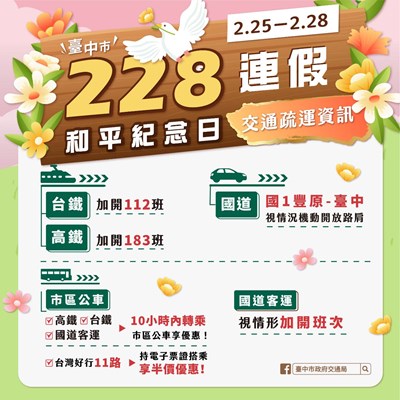 二二八連假避塞車  中市府祭交通疏導措施